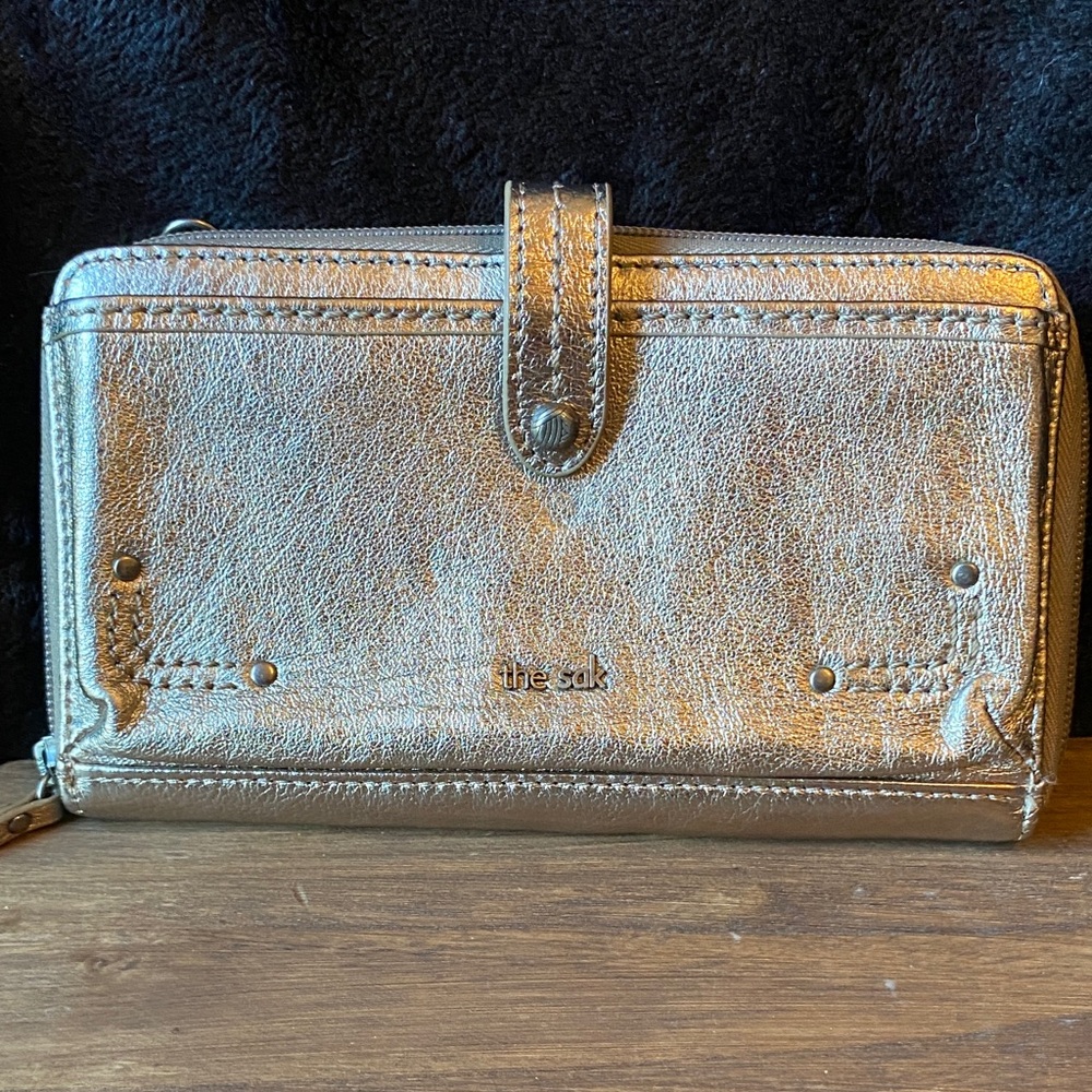 The Sak Metallic Silver Continental Zippered Wallet
